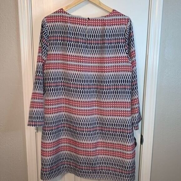 J.Crew Multicolor Abstract Printed 3/4 Sleeved Gallery Shift Dress size 14 - Picture 4 of 5